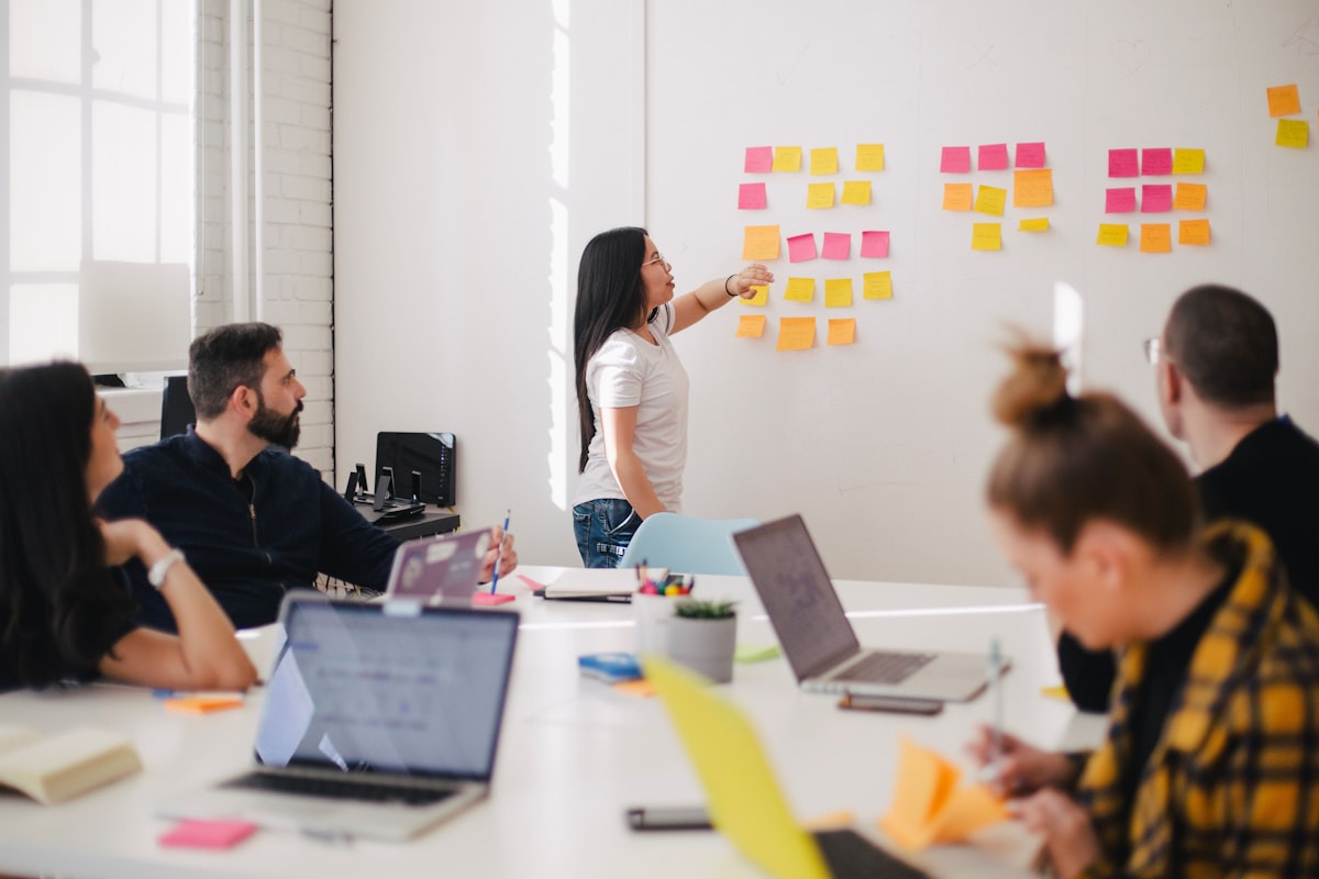 Business professionals in a strategic planning meeting
